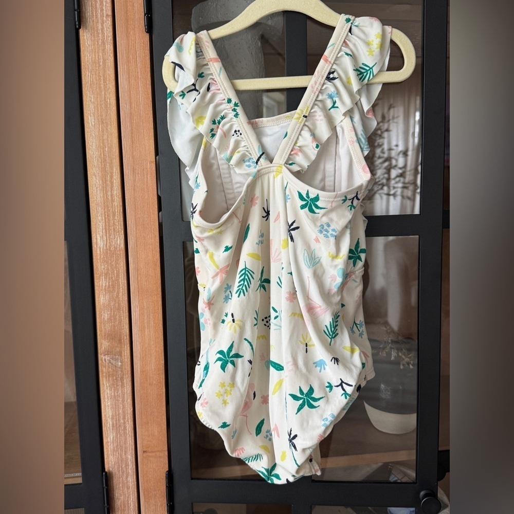 Hanna Andersson one piece swimsuit scru colorful print ruffles criss cross girls - Picture 7 of 7